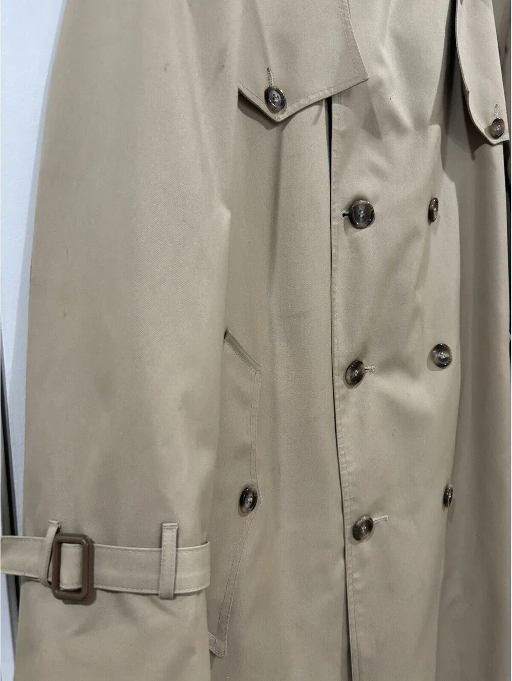 Christian Dior Paris Trench Coat Monsieur Mens 44R Tan, Wool Liner,  L 43” Clean